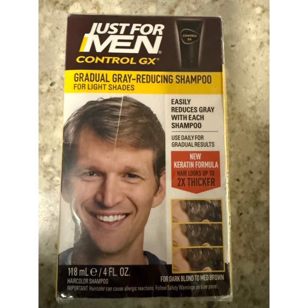 Just For Men Control GX Gradual Gray Reducing Shampoo Light Shades 4oz Keratin